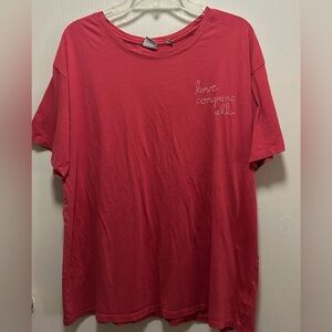 Vintage Junk Food Red Graphic Tee "Love Conquers All" XXL Oversized Soft